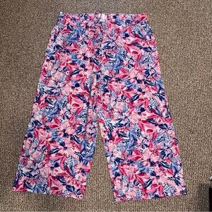 Stella Parker Floral Wide Leg Women's Pants - Pink and Blue